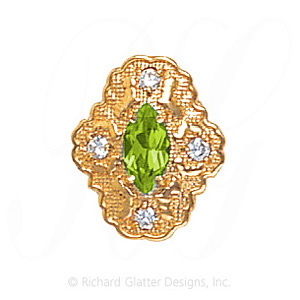 GS490 PD/D - 14 Karat Gold Slide with Peridot center and Diamond accents 